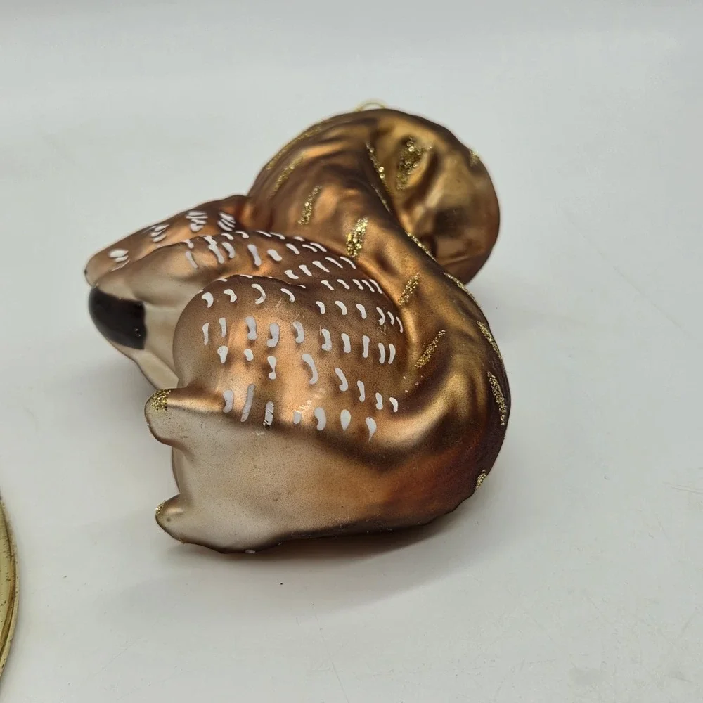 Big Bushy Tail Squirrel Blown Glass Christmas Ornament 4.25